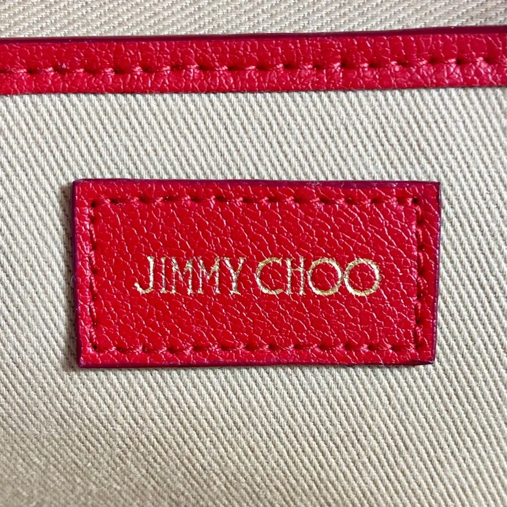 Jimmy Choo Red Saffiano Leather Cosmetic Bag - Picture 10 of 12
